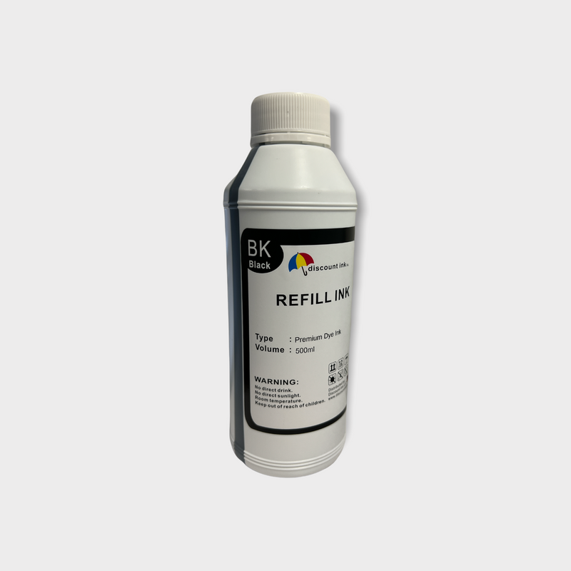 Black Bulk Refill Ink 500 ml Bottle Dye Color for Epson Printer Cartridge