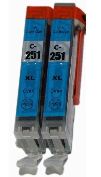 2pk CLI-251XL Cyan Ink For Canon PIXMA MG5420 MG5422 MG5520 MB281 MG1085