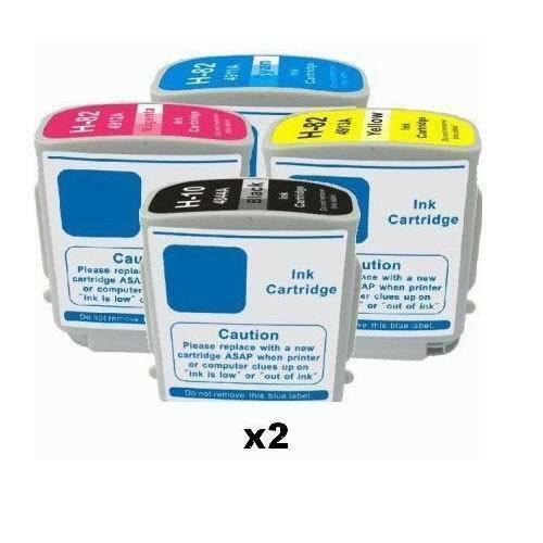 8 pack Comp ink cartridges for HP 10  82XL C4844A C4911A C4912A C4913A