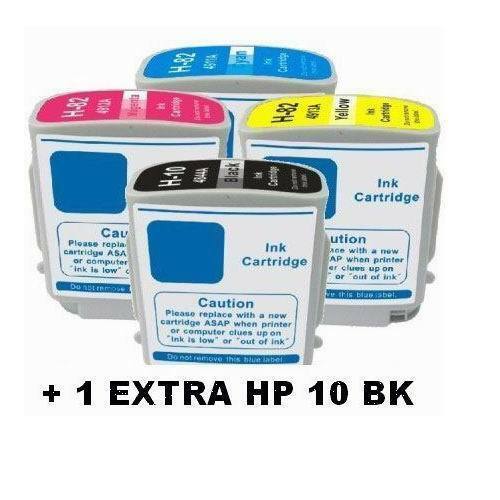 5 pack Comp ink cartridges for HP 10  82XL C4844A C4911A C4912A C4913A