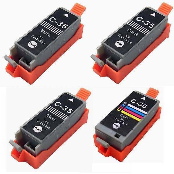 4 pk comp PGI-35 CLI-36 Printer Ink Cartridge for Canon (3 black 1 Color)