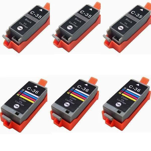 6 Pack Replacement Ink for Canon PGI-35 CLI-36 PIXMA ip100 mini260