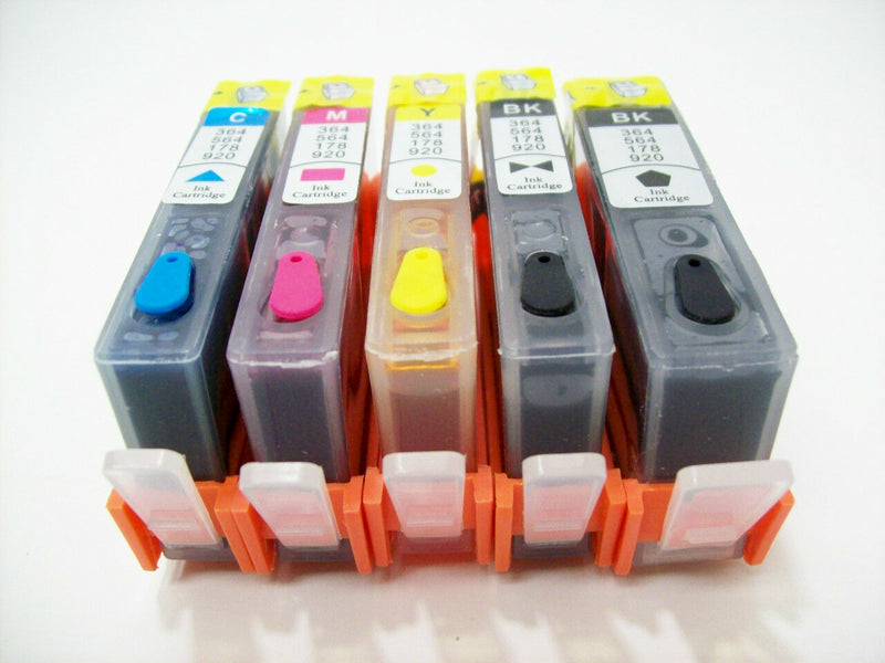 5 PK Pre-Filled Refillable ink cartridge chip for HP 564XL 564 D7500 B8550 C6340