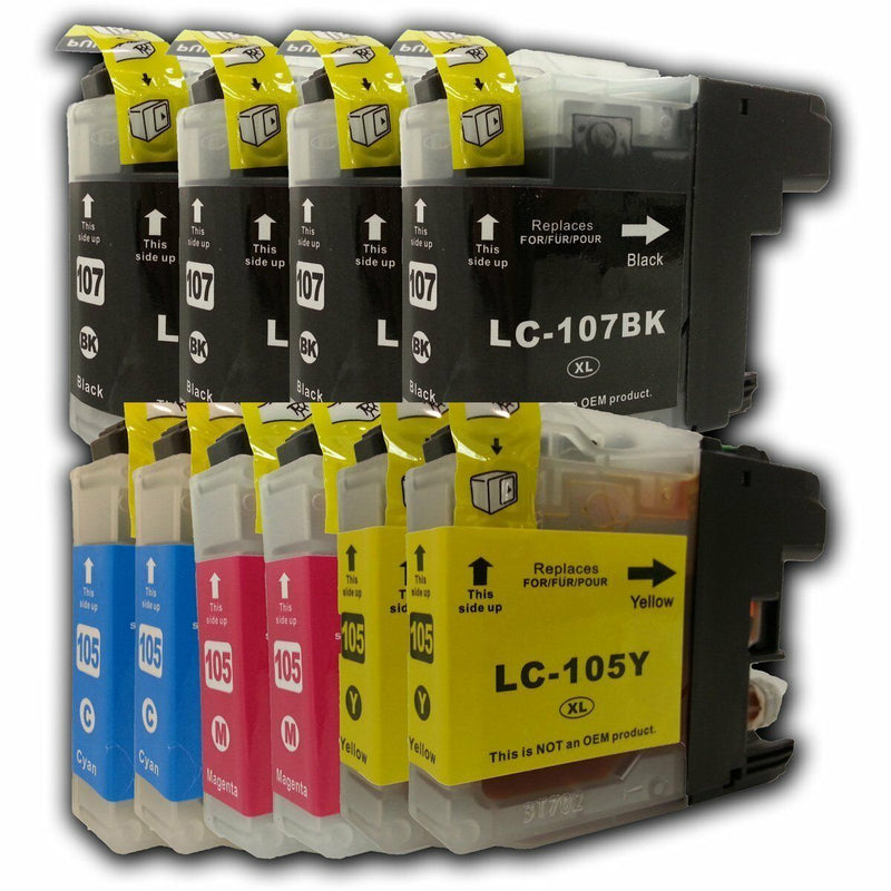 10 pack Ink Cartridges fit for Brother LC-107 LC-105 LC- MFC-J4610DW