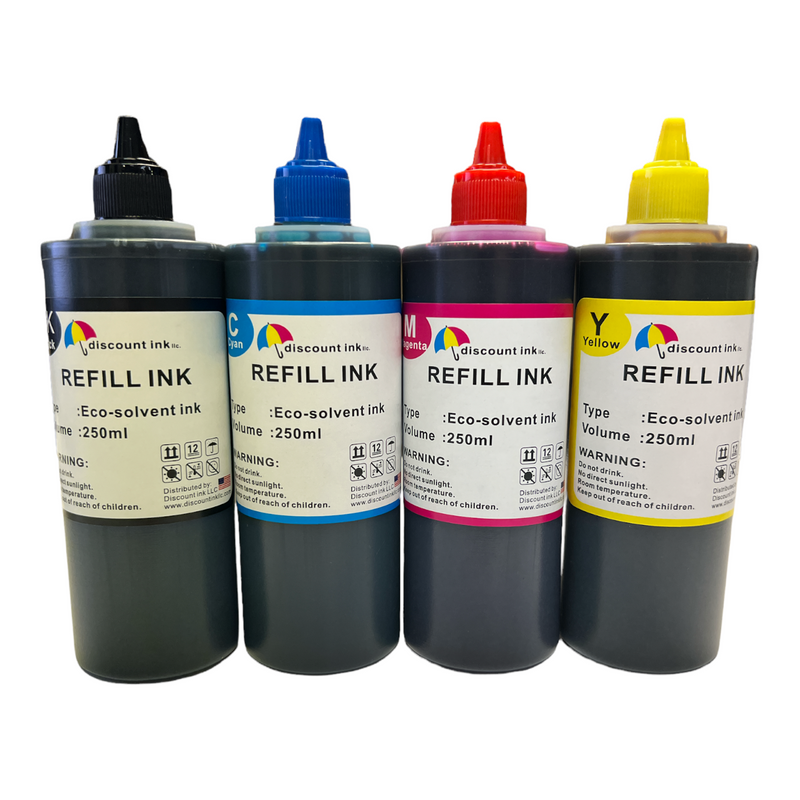 Morrisons Printer Ink ECO Solvent (water based) ink 4X250ml Compatible with Epson printers ...